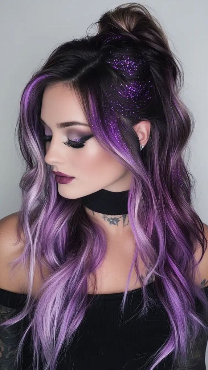 Woman with vibrant fashion hair color